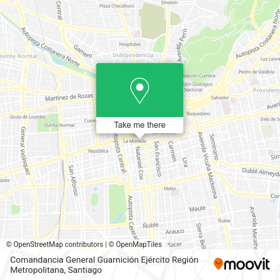 Comandancia General Guarnición Ejército Región Metropolitana map