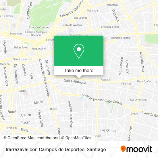 Irarrázaval con Campos de Deportes map