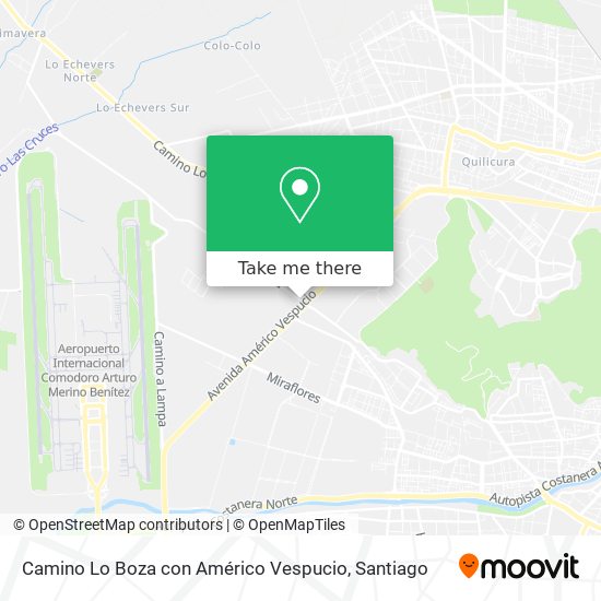 Mapa de Camino Lo Boza con Américo Vespucio