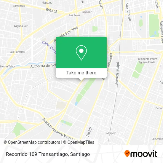Recorrido 109 Transantiago map