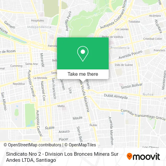 Sindicato Nro 2 - Division Los Bronces Minera Sur Andes LTDA map