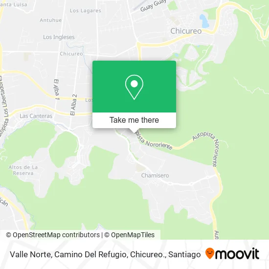 Valle Norte, Camino Del Refugio, Chicureo. map