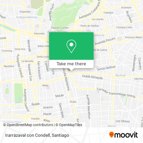 Mapa de Irarrázaval con Condell