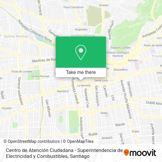 Centro de Atención Ciudadana - Superintendencia de Electricidad y Combustibles map