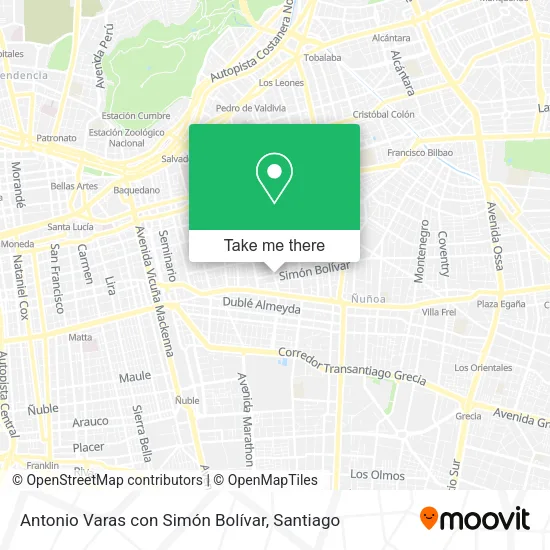 Antonio Varas con Simón Bolívar map