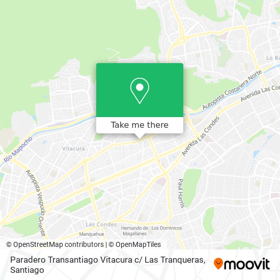 Mapa de Paradero Transantiago Vitacura c/ Las Tranqueras