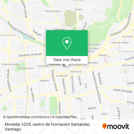 Moneda 1025, centro de formación Santander map