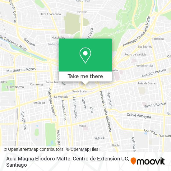Aula Magna Eliodoro Matte. Centro de Extensión UC map