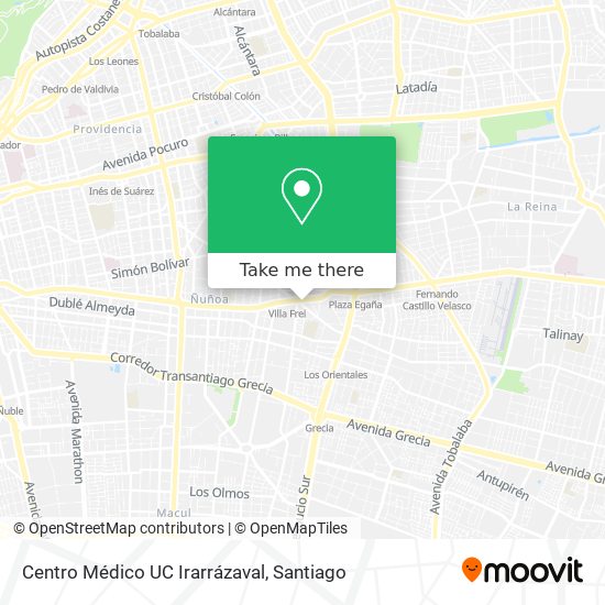 Centro Médico UC Irarrázaval map