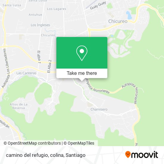 Mapa de camino del refugio, colina