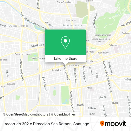 recorrido 302 e Direccion San Ramon map