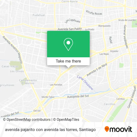 avenida pajarito con avenida las torres map