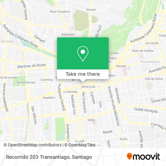 Recorrido 203 Transantiago map