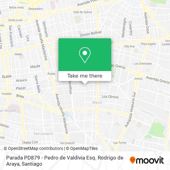 Parada PD879 - Pedro de Valdivia Esq. Rodrigo de Araya map