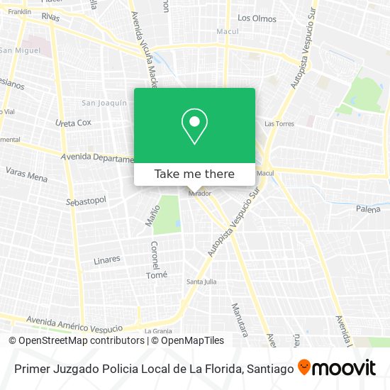 Mapa de Primer Juzgado Policia Local de La Florida