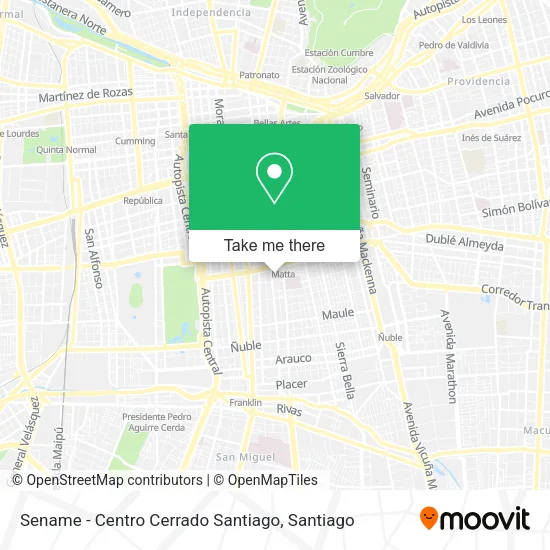 Sename - Centro Cerrado Santiago map