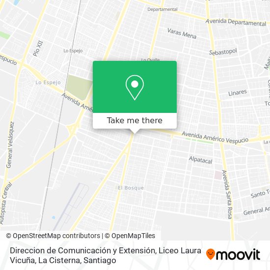 Direccion de Comunicación y Extensión, Liceo Laura Vicuña, La Cisterna map