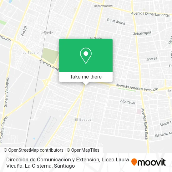 Direccion de Comunicación y Extensión, Liceo Laura Vicuña, La Cisterna map