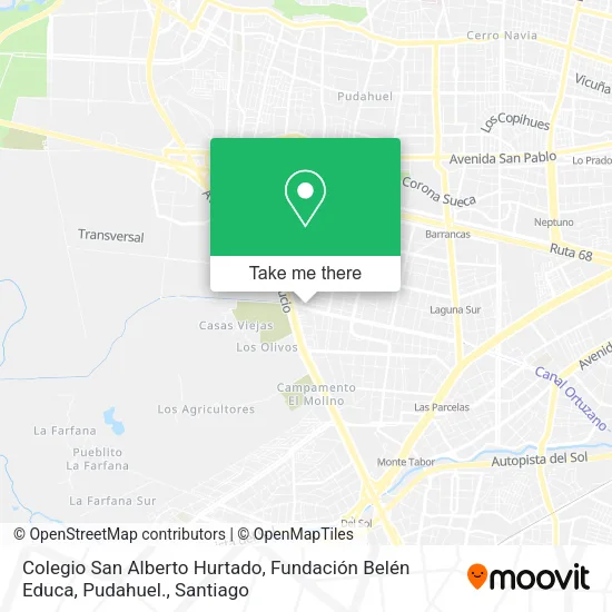 Mapa de Colegio San Alberto Hurtado, Fundación Belén Educa, Pudahuel.