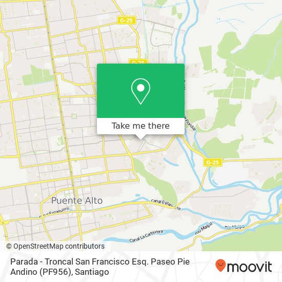 Mapa de Parada - Troncal San Francisco Esq. Paseo Pie Andino (PF956)