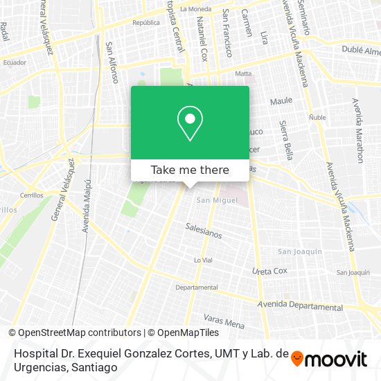 Hospital Dr. Exequiel Gonzalez Cortes, UMT y Lab. de Urgencias map