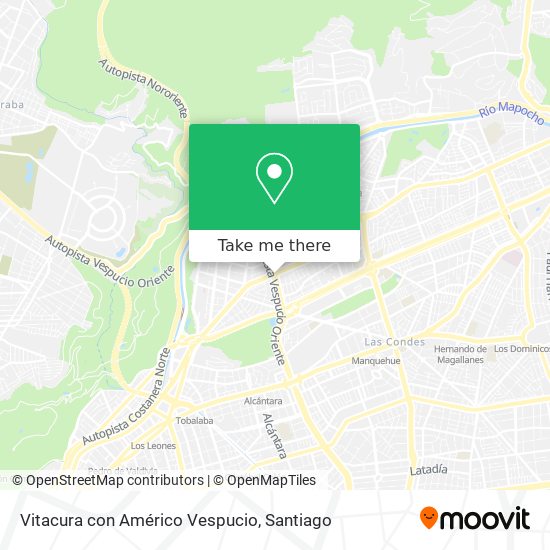 Vitacura con Américo Vespucio map