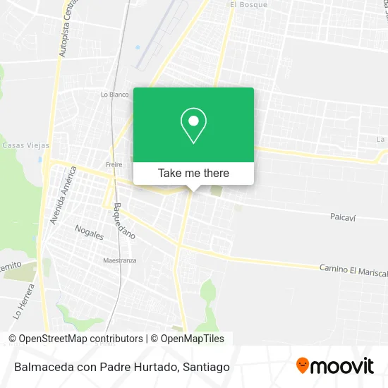 Balmaceda con Padre Hurtado map