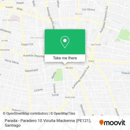 Parada - Paradero 10 Vicuña Mackenna (PE121) map