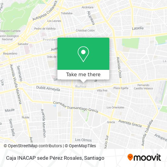 Mapa de Caja INACAP sede Pérez Rosales