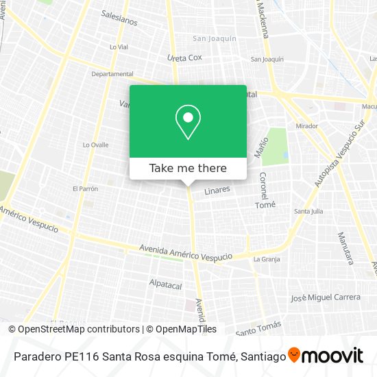 Paradero PE116 Santa Rosa esquina Tomé map