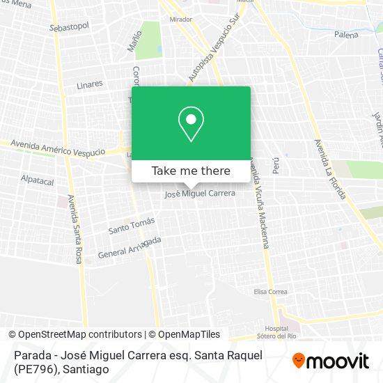 Parada - José Miguel Carrera esq. Santa Raquel (PE796) map