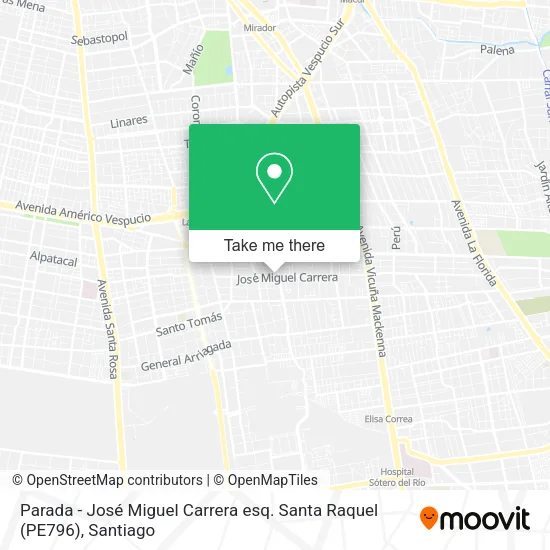 Parada - José Miguel Carrera esq. Santa Raquel (PE796) map