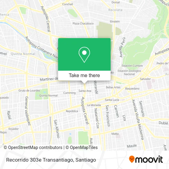 Mapa de Recorrido 303e Transantiago
