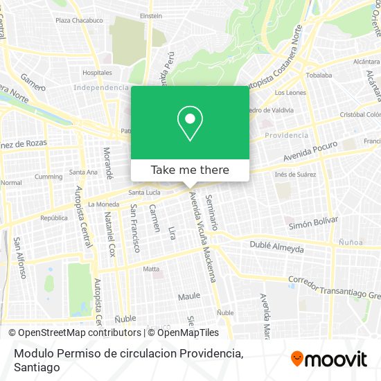 Mapa de Modulo Permiso de circulacion Providencia