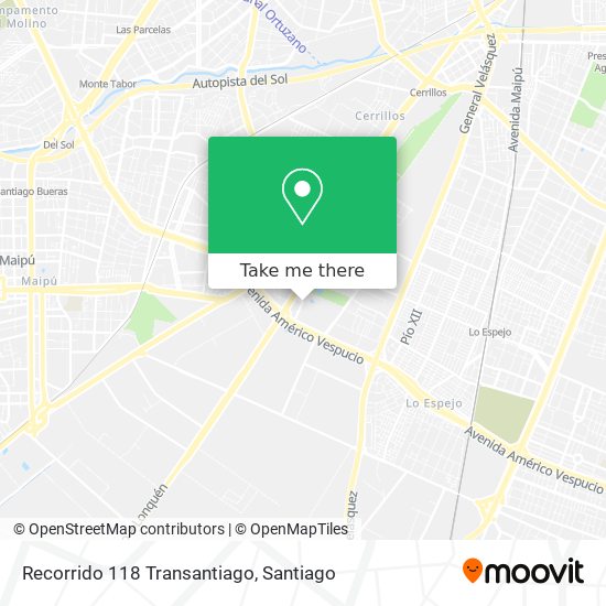 Recorrido 118 Transantiago map