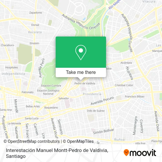 Interestación Manuel Montt-Pedro de Valdivia map