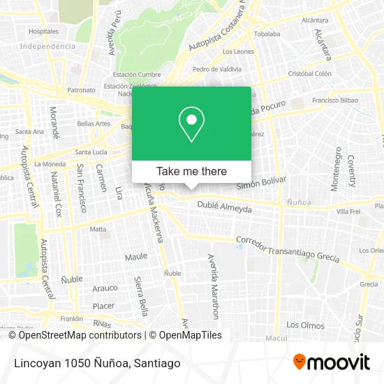 Lincoyan 1050 Ñuñoa map