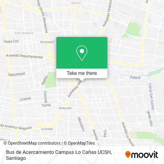 Mapa de Bus de Acercamiento Campus Lo Cañas UCSH