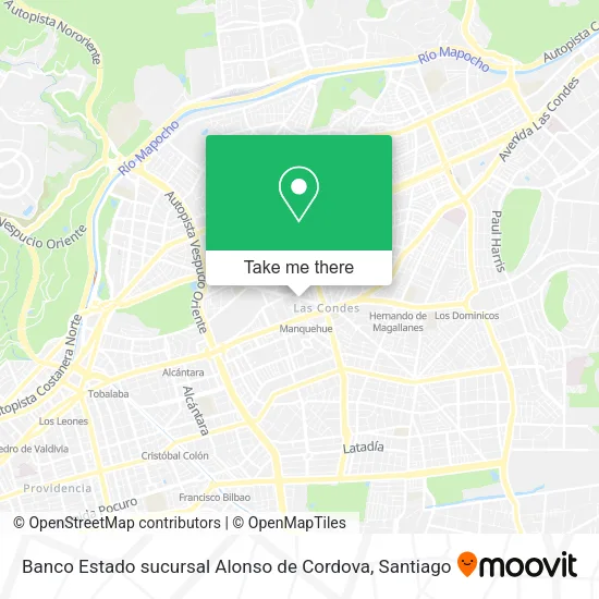 Banco Estado sucursal Alonso de Cordova map