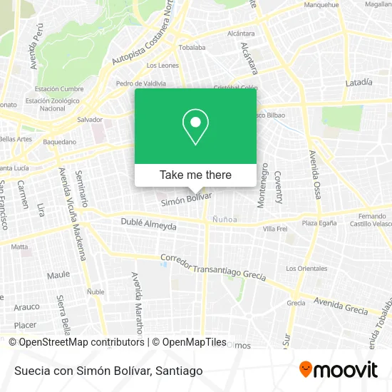 Suecia con Simón Bolívar map