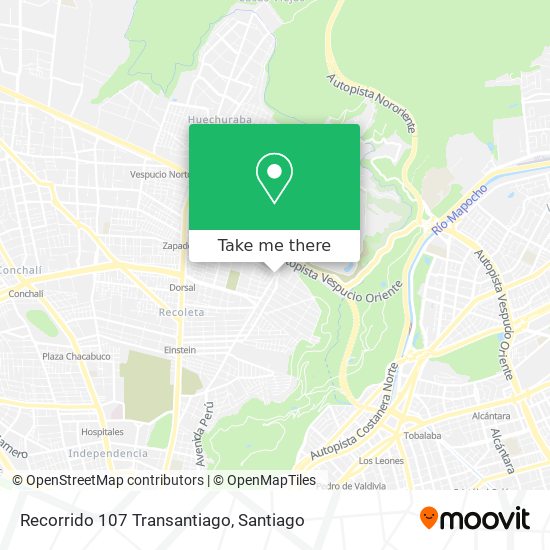 Recorrido 107 Transantiago map