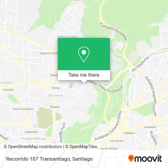 Recorrido 107 Transantiago map