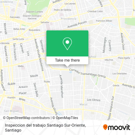 Inspeccion del trabajo Santiago Sur-Oriente map