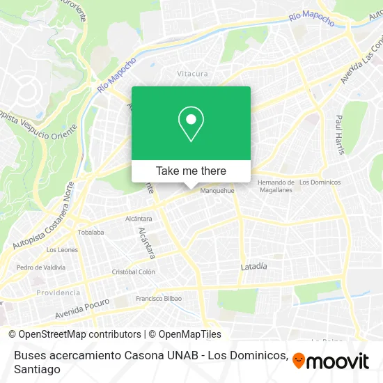 Buses acercamiento Casona UNAB - Los Dominicos map