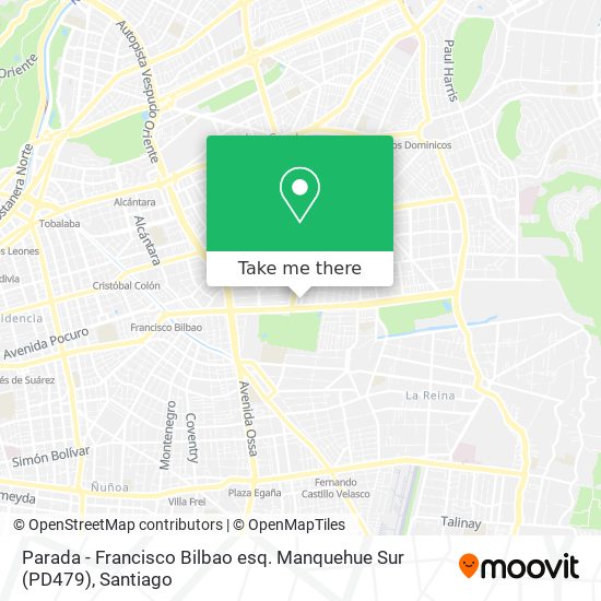 Parada - Francisco Bilbao esq. Manquehue Sur (PD479) map