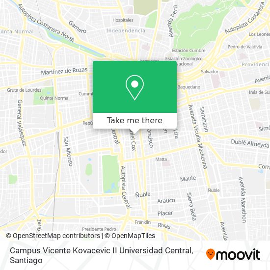 Campus Vicente Kovacevic II Universidad Central map