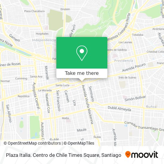 Plaza Italia.  Centro de Chile Times Square map
