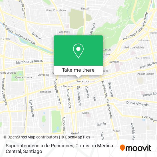 Superintendencia de Pensiones, Comisión Médica Central map