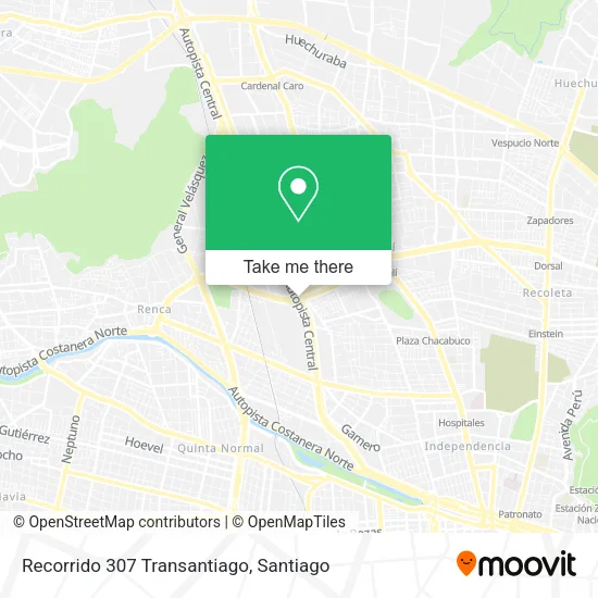Recorrido 307 Transantiago map