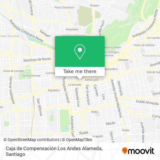 Mapa de Caja de Compensación Los Andes Alameda